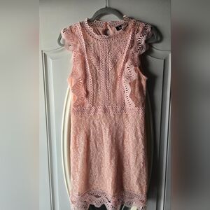 LULU'S Pink Midi Floral Lace Dress ~ Medium